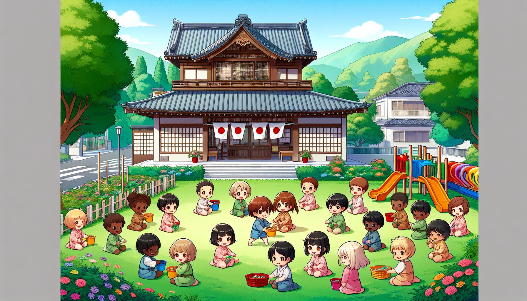 園児が園内で遊ぶ様子