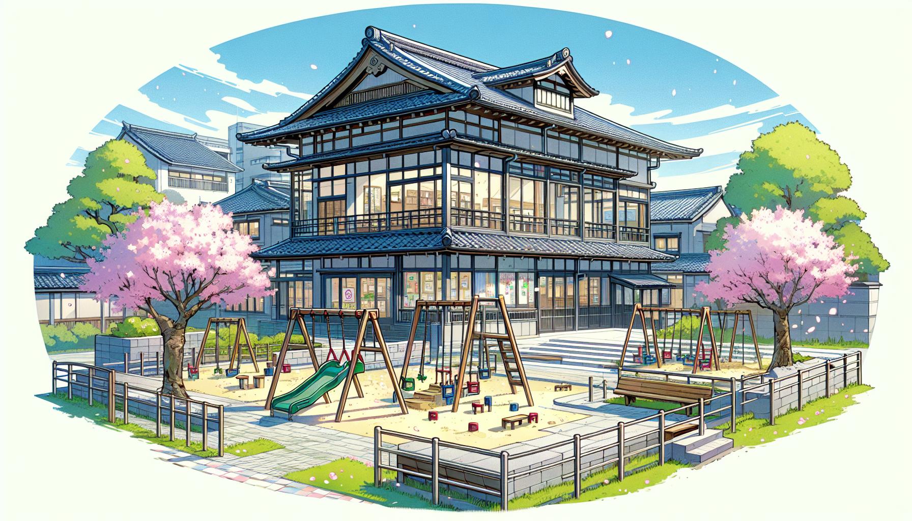 サクラの木で遊ぶ子ども